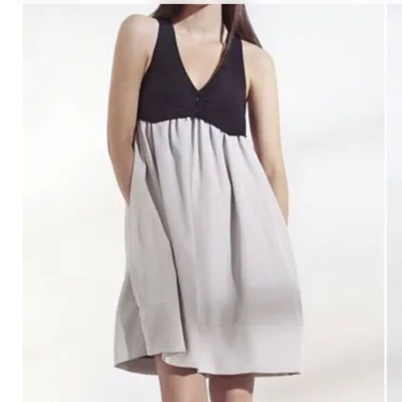 ALEXANDER WANG BLACK/GRAY SLEEVELESS V-NECK DRESS Size Medium - Picture 1 of 11